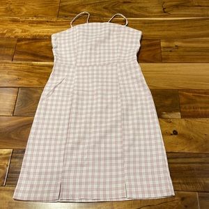 Originality White and Pink Plaid Sleeveless Sheath Dress *excellent condition*